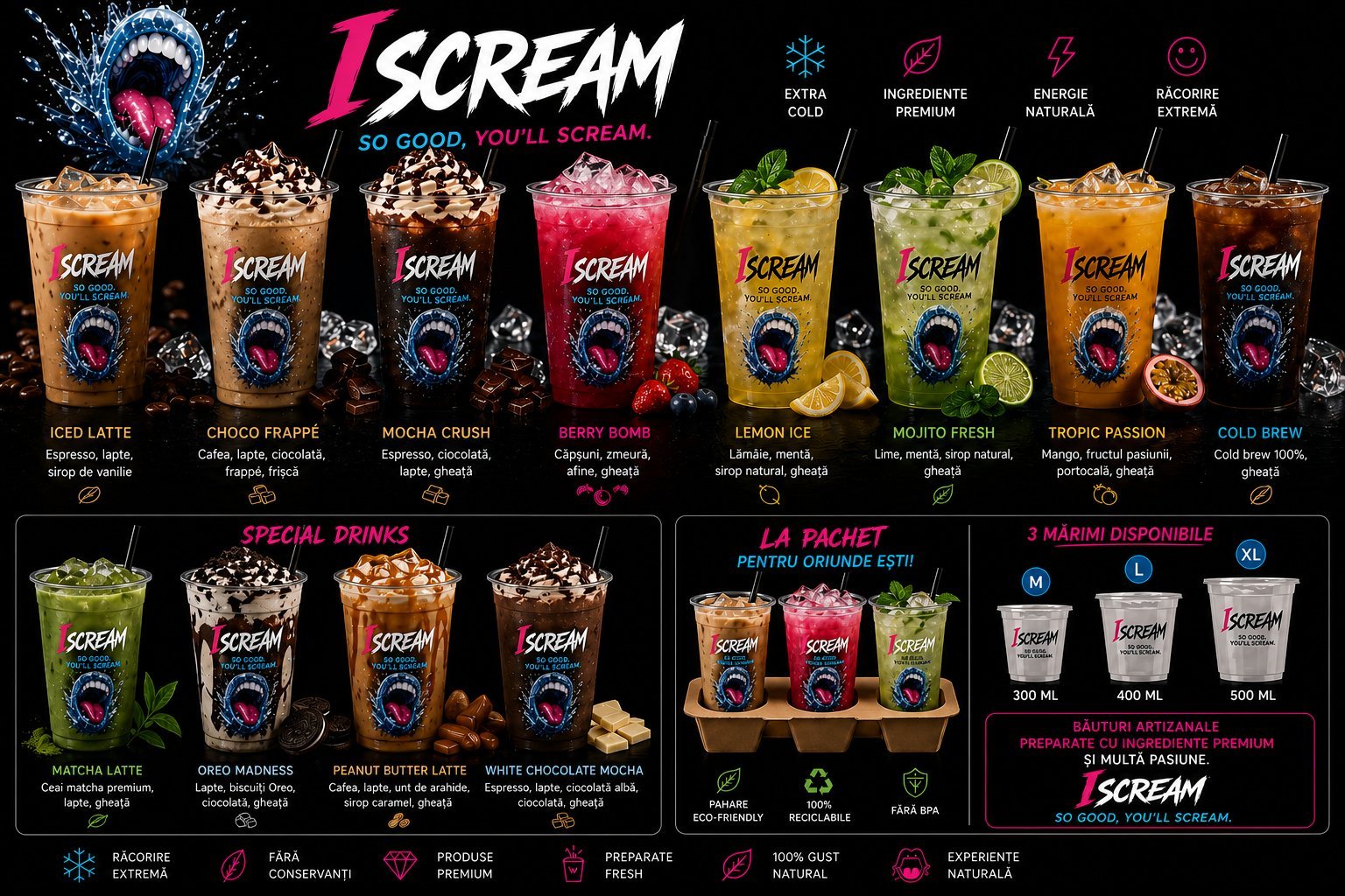 Produsele iScream in pahare branded